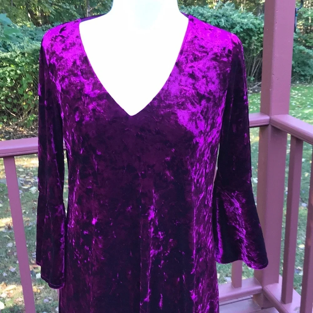 Eliza J SZ 8, dark majenta velvet dress . - Picture 2 of 8